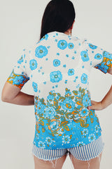 blue gold vintage floral top back