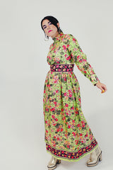 Green floral maxi dress side