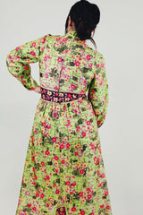 Green floral maxi dress back