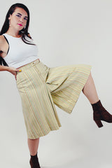 Tan vintage striped palazzo shorts