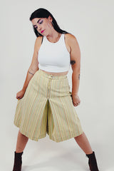 Tan vintage striped palazzo shorts