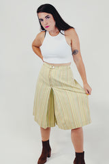Tan vintage striped palazzo shorts