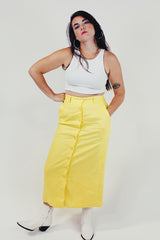 yellow vintage button up skirt