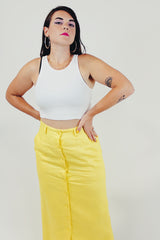 yellow vintage button up skirt