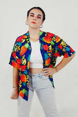 vintage Hawaiian fruit print button up