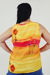 yellow vintage rose printed back