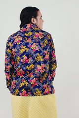 blue vintage floral button up blouse back