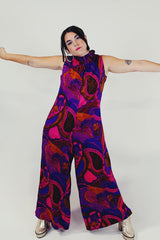 vintage printed mock neck jumpsuit model