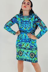 vintage psychedelic print mini dress