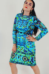 vintage psychedelic print mini dress