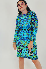 vintage psychedelic print mini dress front