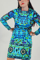 vintage psychedelic print mini dress front