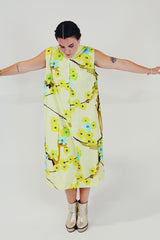 yellow vintage floral midi dress