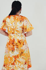 yellow capped sleeved dress back