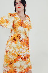 yellow capped sleeve dress side