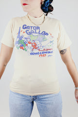 cream short sleeve graphic vintage tee u of f homecoming 1982