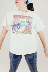 short sleeve white 1988 grateful dead vintage tour tee with front and back graphic