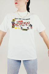 short sleeve white vintage t-shirt with for tots fun run graphic on front