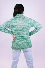 long sleeve button up cardigan with tie in a heathered green women's vintage