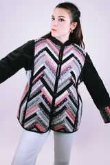 women's vintage cotton and patchwork jacket buttons up the front with pockets and mandarin collar