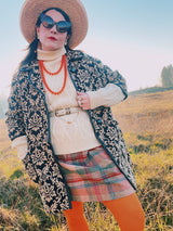 Women's or men's vintage 1970's Towne and King, LTD label long sleeve cream colored cable knit pullover sweater with a fold over turtleneck.