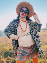 Women's or men's vintage 1970's Towne and King, LTD label long sleeve cream colored cable knit pullover sweater with a fold over turtleneck.