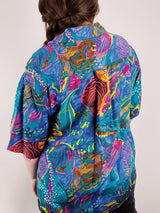 short sleeve fish print blouse