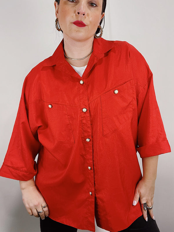 1980's red blouse
