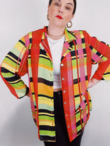 multicolored striped sheer blouse 
