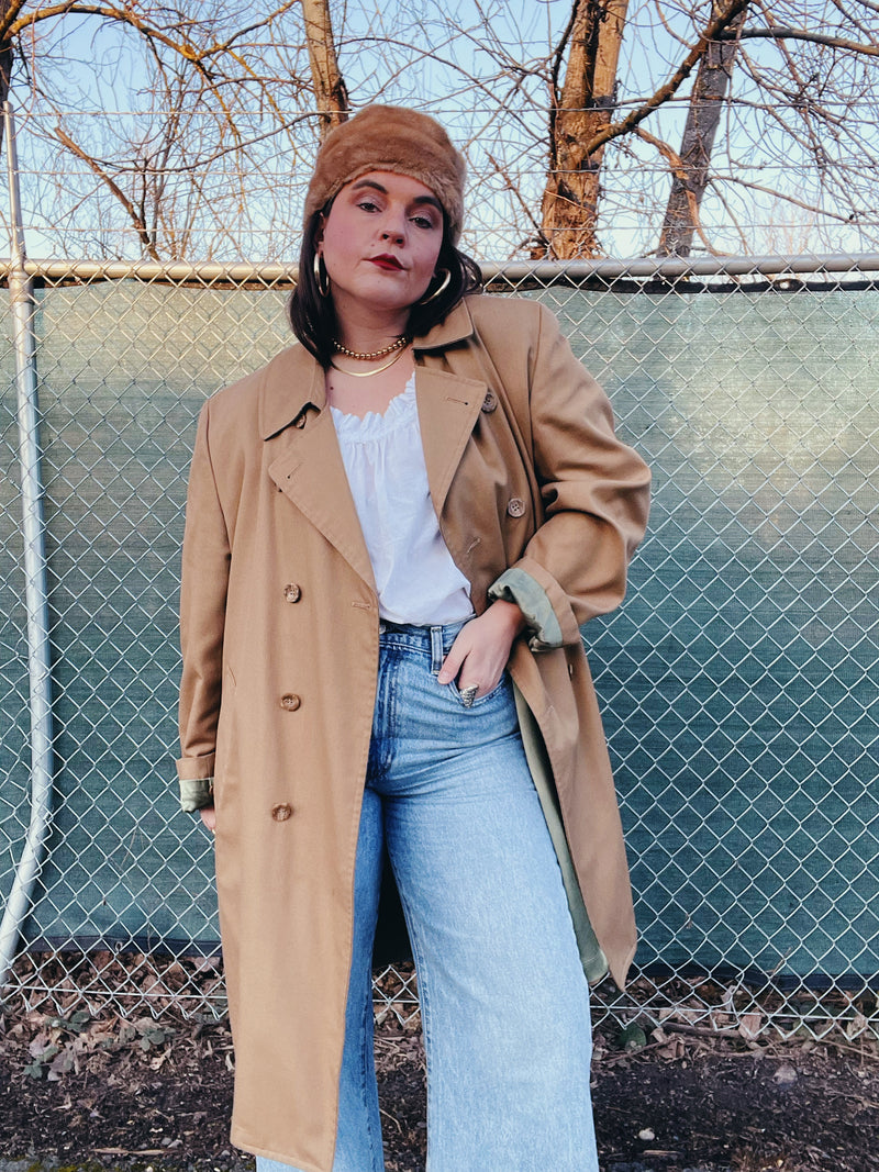 tan trench coat 