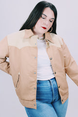 long sleeve lightweight tan western style windbreaker jacket