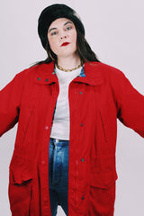 1990's eddie bauer red rain jacket with tartan liner
