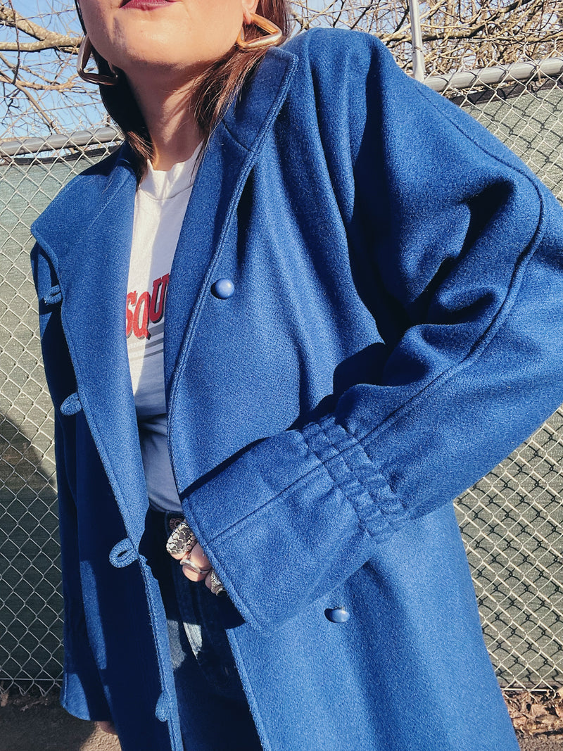 long wool coat in blue
