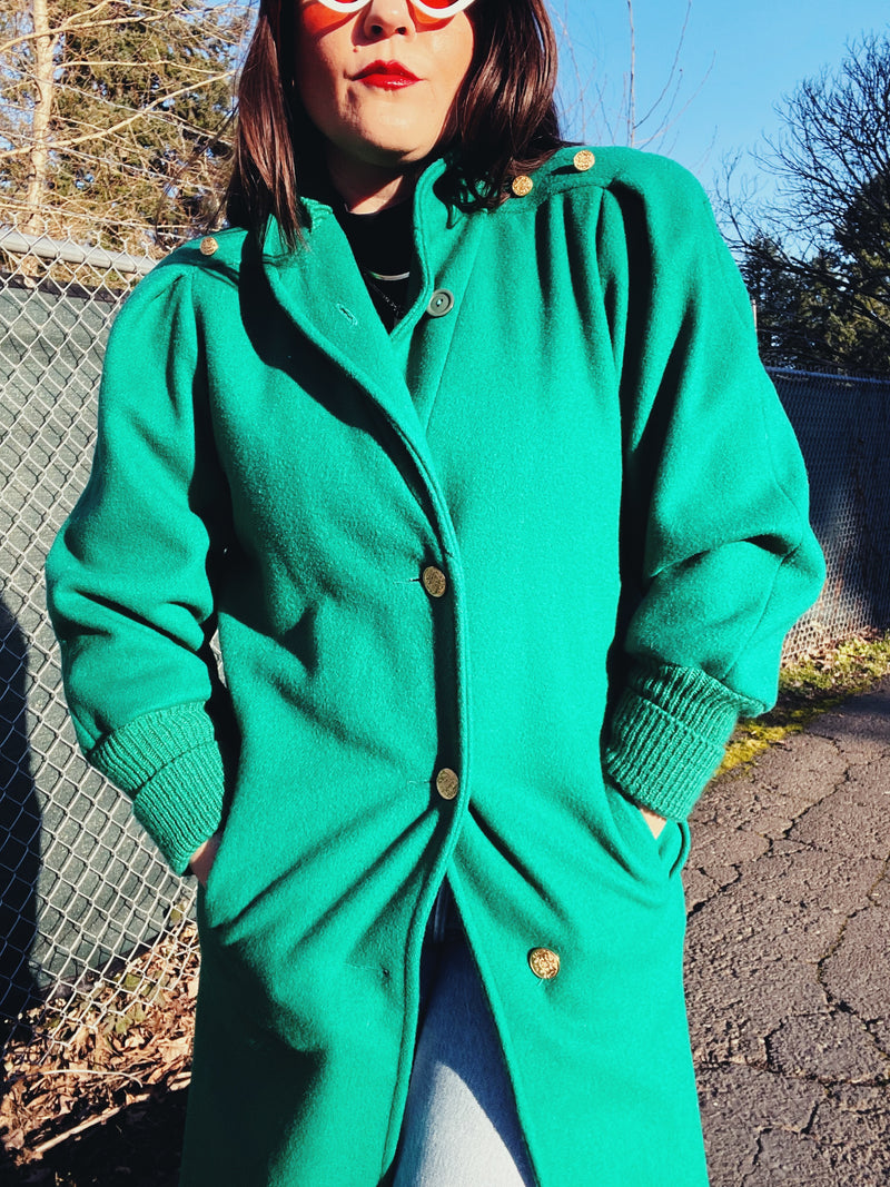 Turquoise Wool Coat