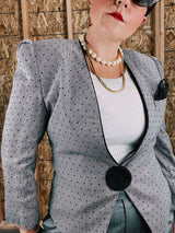 1980's grey blazer with polka dots 