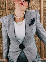 1980's grey blazer with polka dots 