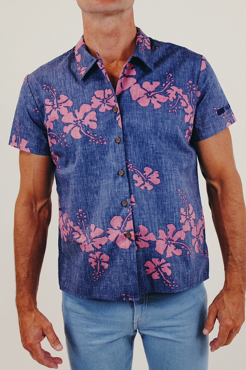Vintage Men's Hawaiian Print Button Up