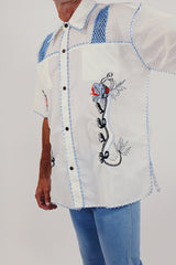 Men's vintage embroidered button up dragon