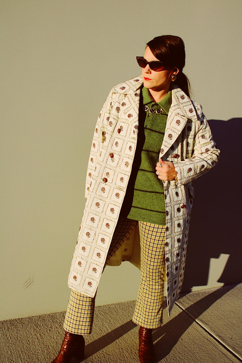 Quilted Printed Puffy Pea Coat