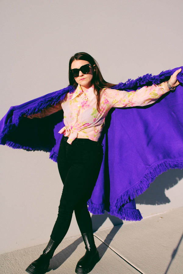 Purple Fringed Shawl