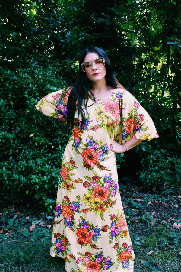 Floral Printed Maxi Dress with Bell Sleeves