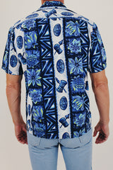 men's vintage Hawaiian print shirt back
