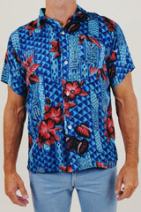 Vintage men's Hawaiian print button up front