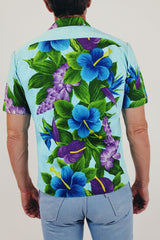 men's floral hawaiian print shirt back