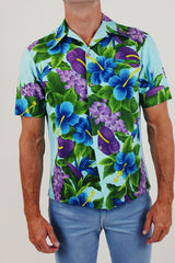 men's floral hawaiian print shirt front