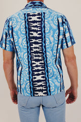men's vintage Hawaiian print button up back