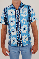 men's vintage Hawaiian print button up front