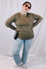 Men's or women's vintage 1980's Gary Reed's Adam Sloane label long sleeve pullover crewneck sweater in a brown color and acrylic and mohair material. 