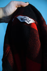 Women's or men's vintage 1960's Woolrich label long sleeve red and black buffalo plaid zip up shacket.