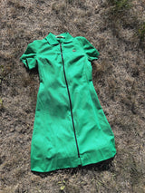 short sleeve green zip up vintage lacoste dress with collar